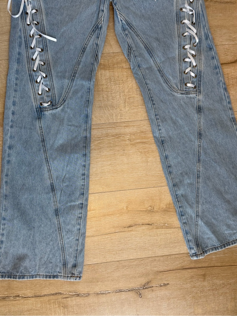 Lioness Dollhouse lace up jeans in Washed Blue - Picture 4 of 7